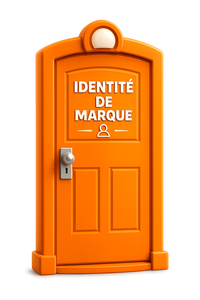 Porte orange vers les articles identité de marque du blog Tradauplay