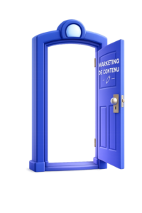 Porte bleue ouverte de la catégorie marketing de contenu du blog Tradauplay